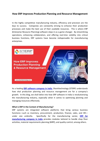 How ERP Improves Production Planning and Resource Management