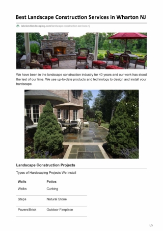 Best Landscape Construction Services in Wharton NJ