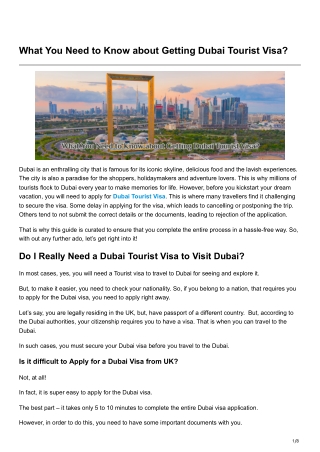 What You Need to Know about Getting Dubai Tourist Visa