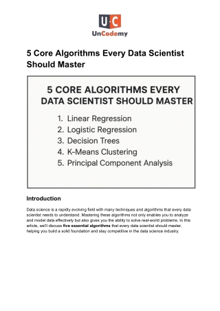 5 Core Algorithms Every Data Scientist Should Master