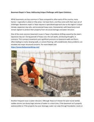 basement repair in texas addressing unique