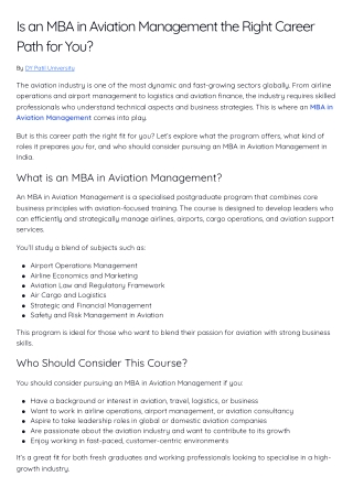 Is an MBA in Aviation Management the Right Career Path for You