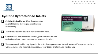 Cyclizine | Cyclizine Hydrochloride | Brown &amp; Burk