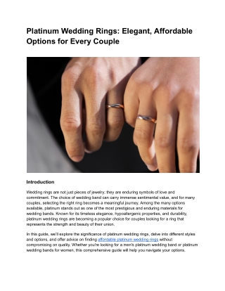 How to Find Affordable Platinum Wedding Rings Without Compromising Quality