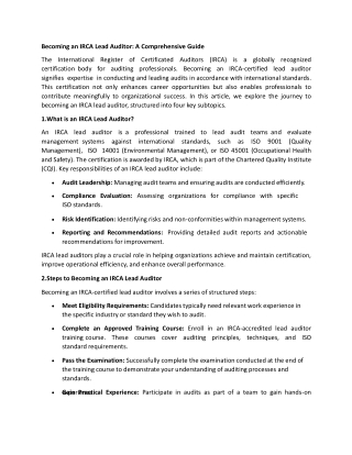IRCA lead auditor