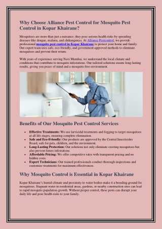 Mosquito Pest Control in Kopar Khairane