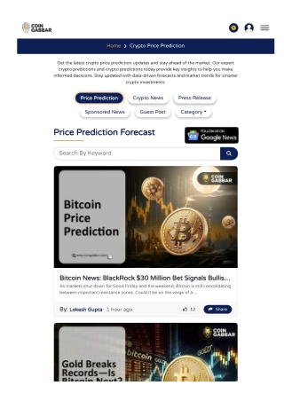 Crypto Price Prediction Today CoinGabbar