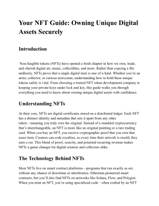 Your NFT Guide: Owning Unique Digital Assets Securely
