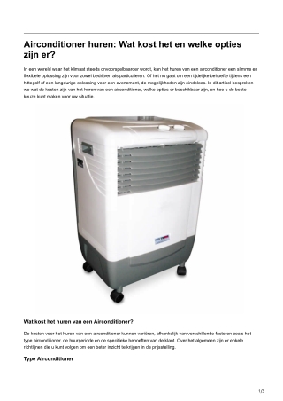 Airconditioner huren Wat kost het en welke opties zijn er
