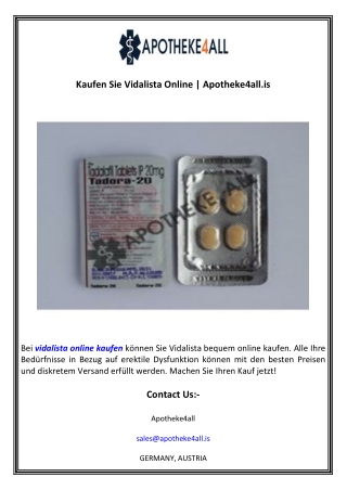 Kaufen Sie Vidalista Online  Apotheke4all.is