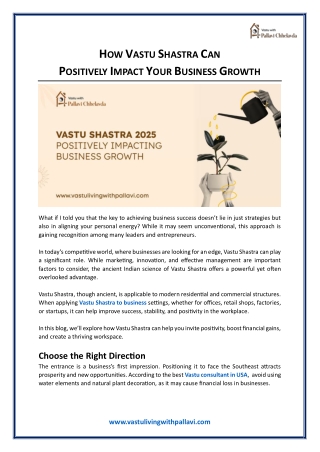 How Vastu Shastra Can Positively Impact Your Business Growth
