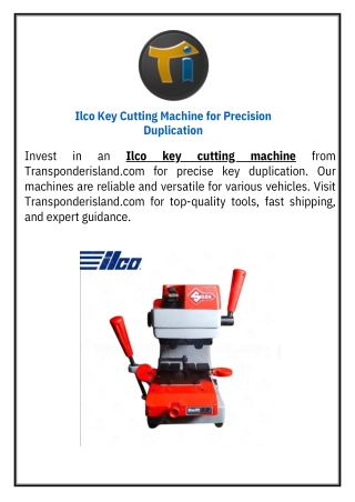 Ilco Key Cutting Machine for Precision Duplication