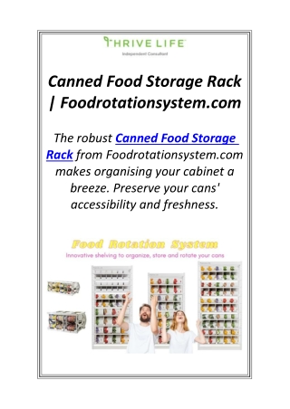 Canned Food Storage Rack | Foodrotationsystem.com