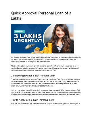 Quick Guide to Get Personal Loan up to 3 Lakh