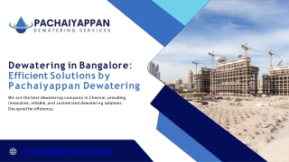 Professional Dewatering in Bangalore | Pachiyappan Dewatering