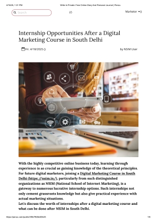 Internship Opportunities After a Digital Marketing Course in South Delhi