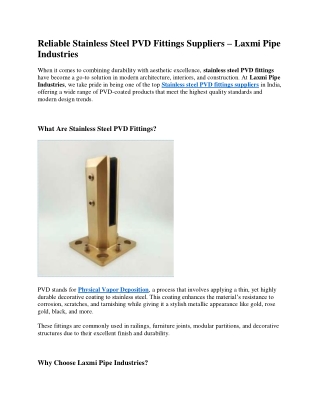 Stainless Steel PVD Fittings Suppliers