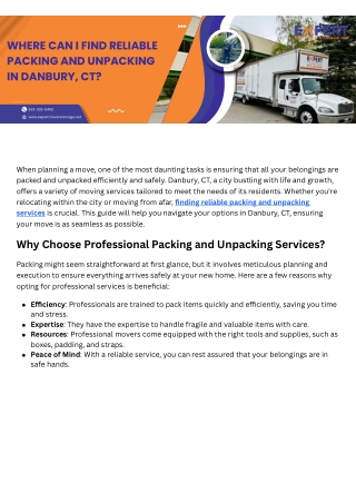 Where Can I Find Reliable Packing and Unpacking in Danbury, CT