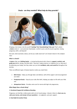 Doula are they needed What help do they provide
