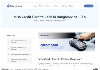 Credit Card to Cash in Bangalore