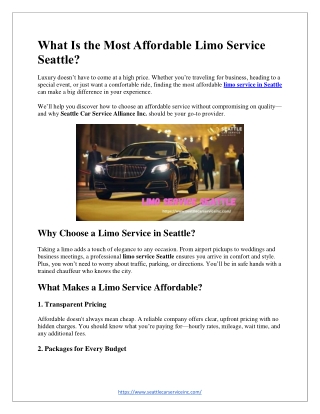 What Is the Most Affordable Limo Service Seattle