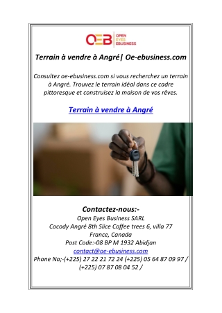 Terrain à vendre à Angré| Oe-ebusiness.com