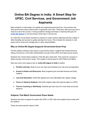 PU Online- Online BA Degree in India_ A Smart Step for UPSC, Civil Services, and Government Job Aspirants
