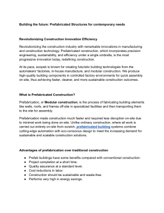 building the future prefabricated structures