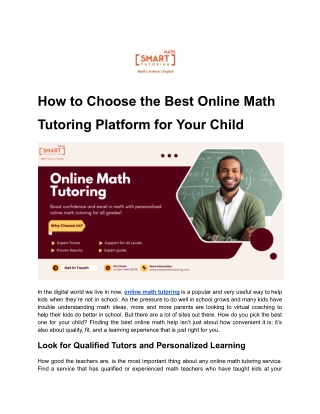 How to Choose the Best Online Math Tutoring Platform for Your Child