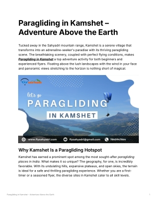 Paragliding in Kamshet – Adventure Above the Earth