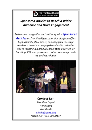 Sponsored Articles to Reach a Wider Audience and Drive Engagement