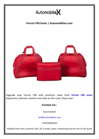 Ferrari F40 Seats  Automobiliax.com