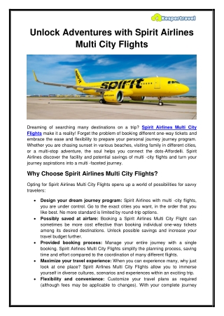 Unlock Adventures with Spirit Airlines Multi City Flights