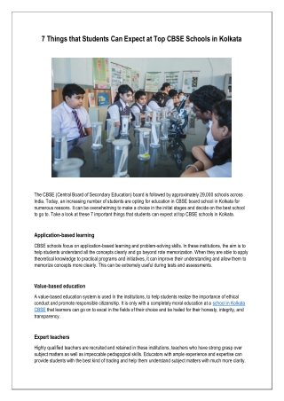 7 Things that Students Can Expect at Top CBSE Schools in Kolkata
