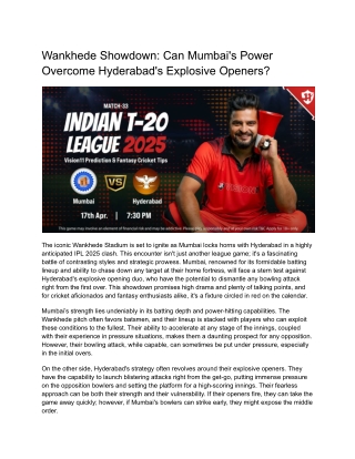 Wankhede Showdown_ Can Mumbai's Power Overcome Hyderabad's Explosive Openers_