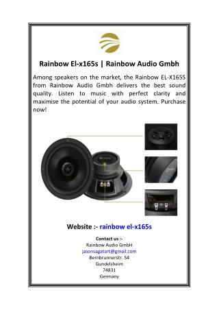 Rainbow El-x165s  Rainbow Audio Gmbh