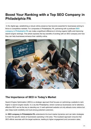 Boost Your Ranking with a Top SEO Company in Philadelphia PA