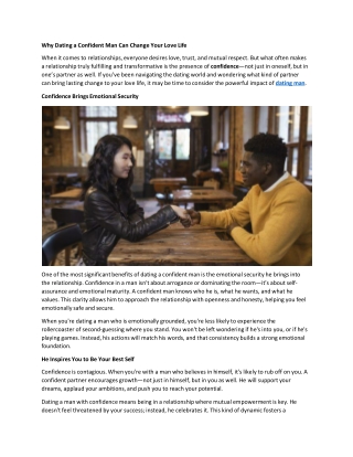 why dating a confident man can change your love