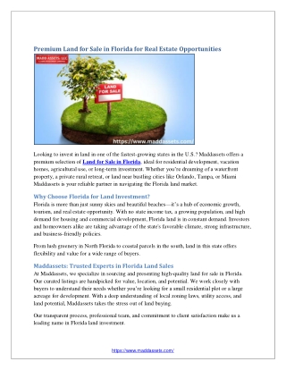 Premium Land for Sale in Florida for Real Estate Opportunities