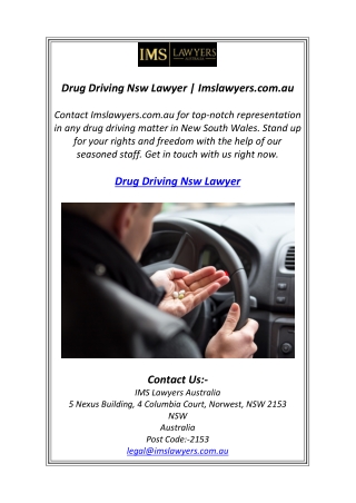 Drug Driving Nsw Lawyer | Imslawyers.com.au