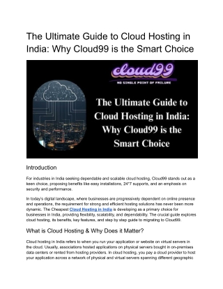 The Ultimate Guide to Cloud Hosting in India_ Why Cloud99 is the Smart Choice.