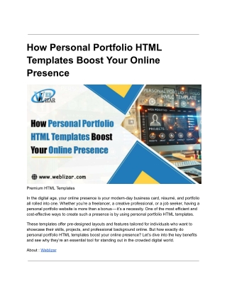 How Personal Portfolio HTML Templates Boost Your Online Presence