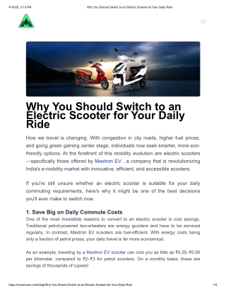 Why You Should Switch to an Electric Scooter for Your Daily Rides