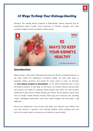10 Ways To Keep Your Kidneys Healthy