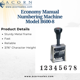 Economy Manual Numbering Machine Model B600-8