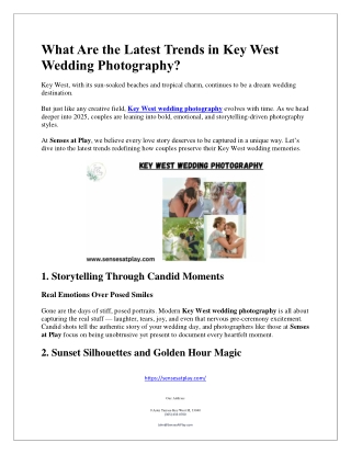 What Are the Latest Trends in Key West Wedding Photography