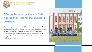 BBA Institute in Lucknow – SVN Approach to Meaningful Business Learning
