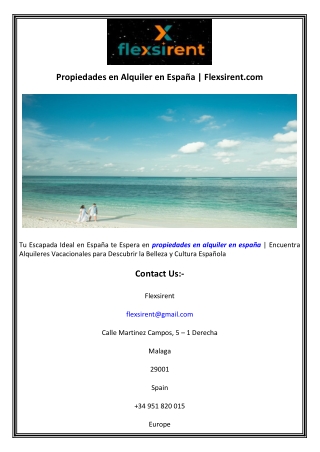 Propiedades en Alquiler en España  Flexsirent.com
