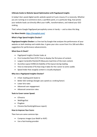 Ultimate Guide to Website Speed Optimization with PageSpeed Insights