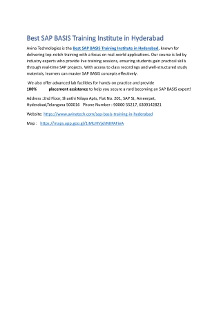 Best SAP BASIS Training Institute in Hyderabad